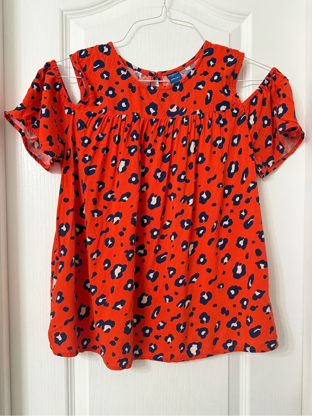 Arizona orange leopard print cold shoulder top Size L (14 1/2-16 1/2)